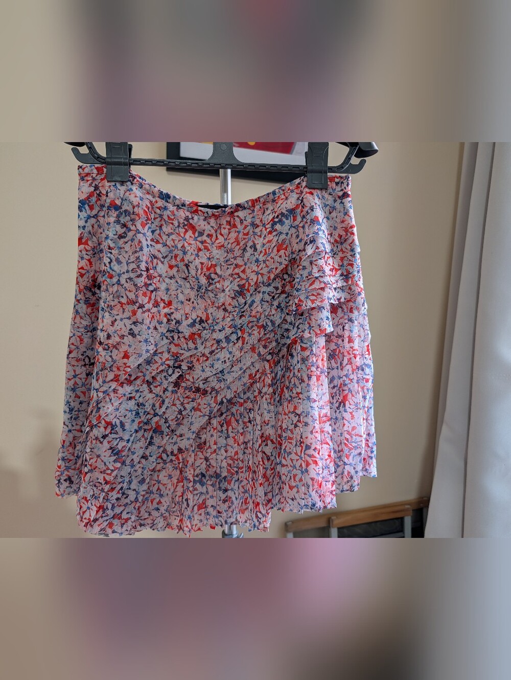 Banana Republic Pink, Red and Blue Floral Pleated Skirt